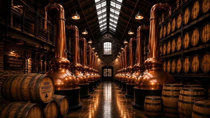 Irish whiskey distillery interior
